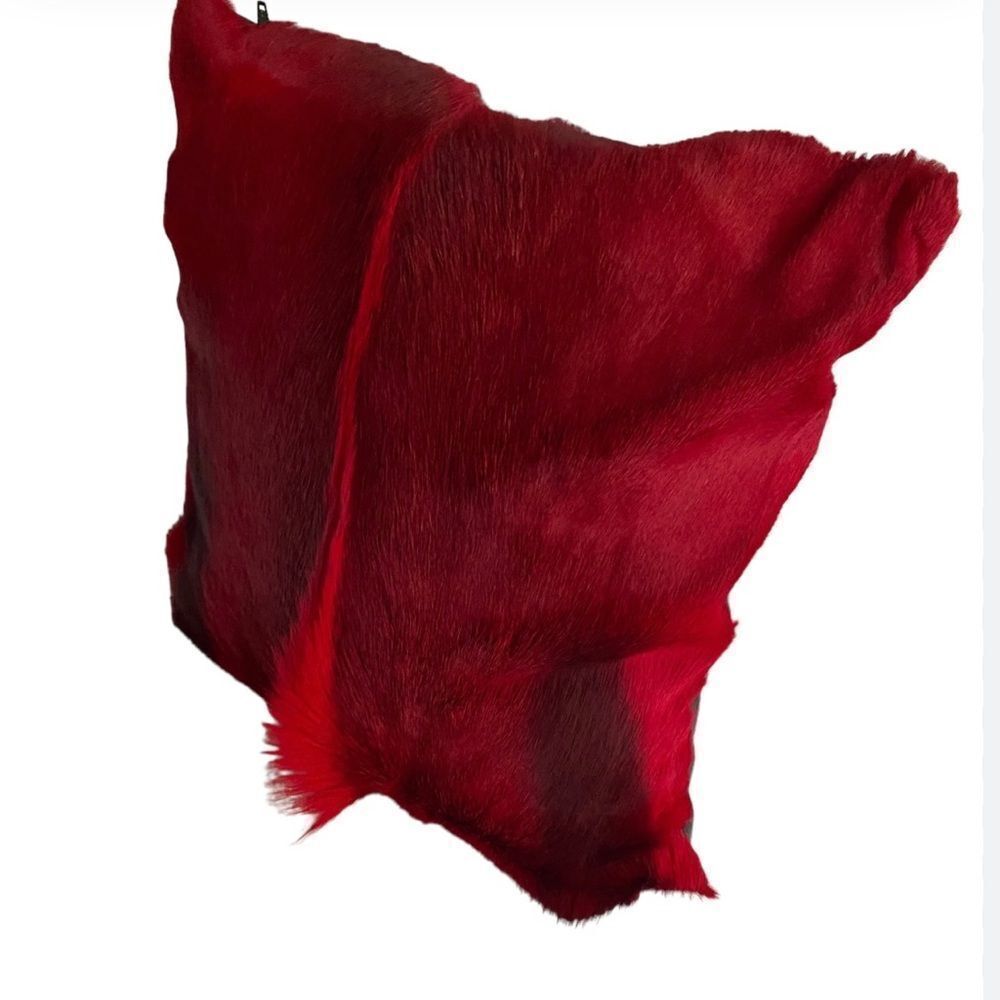 FSP Collection Springbok Pony Hair Suede Square Accent Throw Pillow Red Black